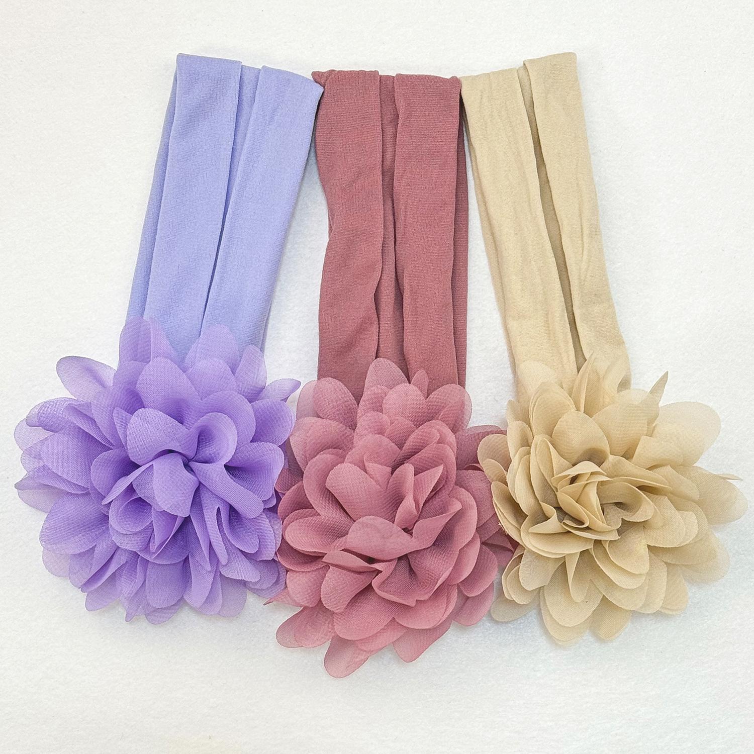 

3 шт. Шифоновые повязки на голову с цветами, эластичные повязки на голову для младенца, новорожденной девочки, детей, тюрбан, детская повязка на голову с цветком, аксессуары для волос