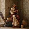 Yousheng Reading Virgin Mary Figurine for Bookshelf, Resin Jesus Statue Shelf Sitter, Decorative Sculpture for Home Office, Gift for Book