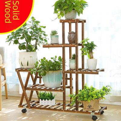 Multi-Layer Solid Wood Flower Stand for Balcony & Living Room