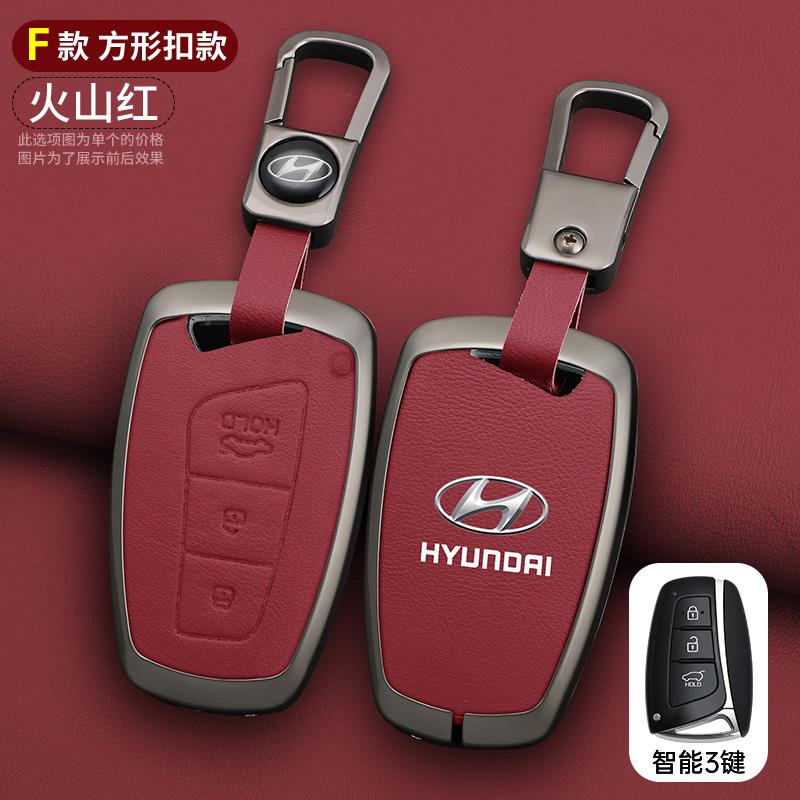 Zinklegierung+Leder Auto-Fernschlüssel-Etui Abdeckung Schale Für Hyundai Grand Santa Fe IX45 GENESIS EQUUS AZERA 2013 2014 2015 2016