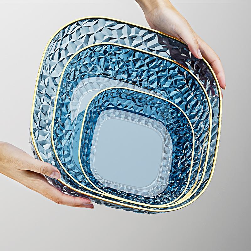 

Хрустальная фруктовница для гостиной, бытовая, для кофейного столика, фруктовница, легкая роскошь, высококлассная тарелка для закусок, конфетница, сервировочная тарелка