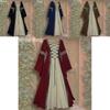 Mittelalterliches Burgfräulein Damen Überkleid Viktorianisches Kleid Kostüm in Weinrot
