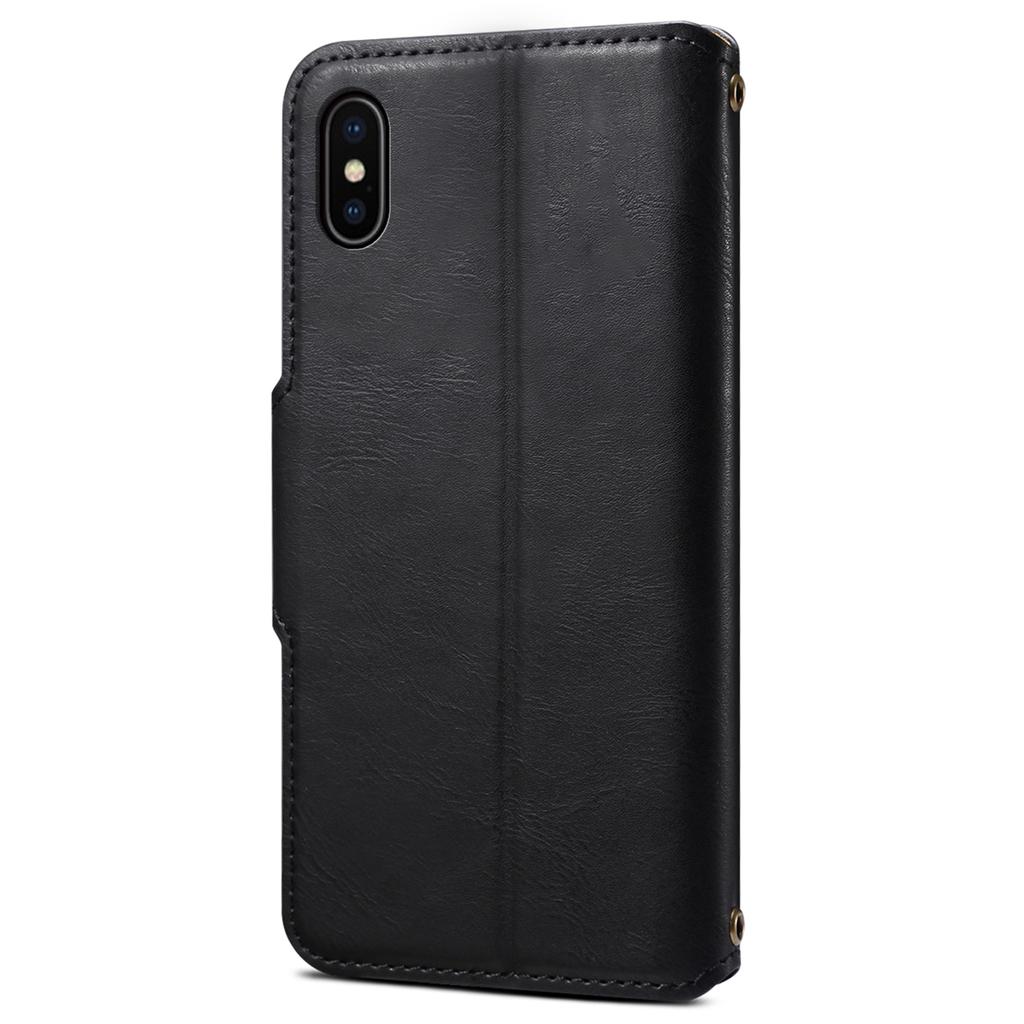 DENIOR For iPhone X/XS 5.8 inch Case Card Slots Cowhide Texture Phone Cover