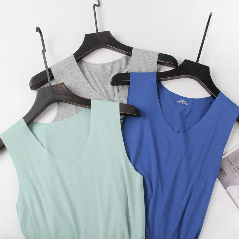 Summer Men's Vest Shoulder Large Size Stretch Sweatshirt Sports Fitness Sleeveless T-shirt Solid Colour Vest Tops