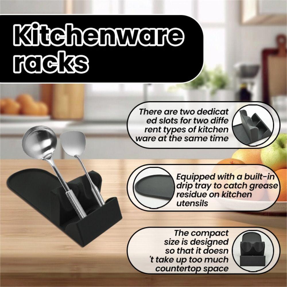 Multifunctional Utensil Spoon Rest Portable Drip Pad Ladles Tongs Holder Waterproof Flat Bottom Tableware Storage Rack Home