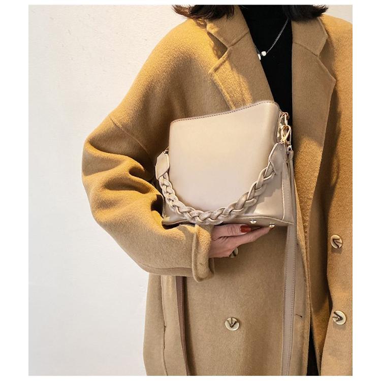 Women's Handbag Fashion Solid Color Versatile Retro Single Shoulder Crossbody Bag Underarm Bucket Bag