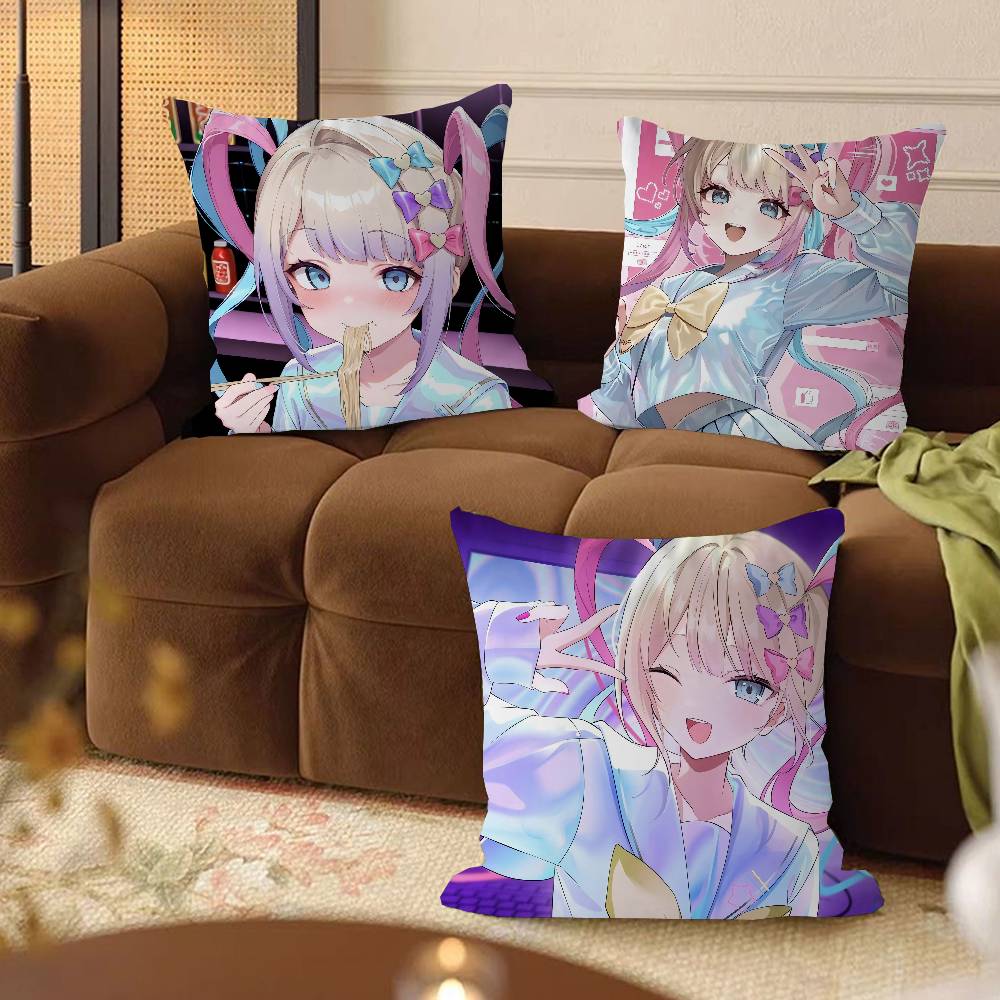Anime Kangel Pillowcase Bedroom Sofa Decorative Cushion Cover With Zipper Soft Cushion Cover