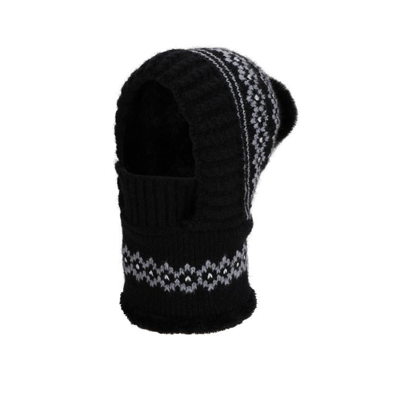 Acrylic Knit Hat With Face Mask And Ear Cover For Winter Warmth And Wind Protection