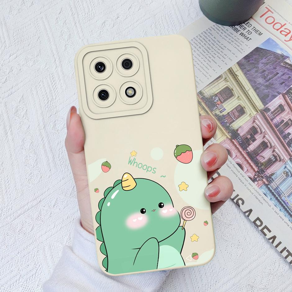For Honor X8a X8b Cases Cute Dinosaur Leopard Print Liquid Silicone Protective Cover For Honor X8A Honor X8B 6.7 Inches Fundas