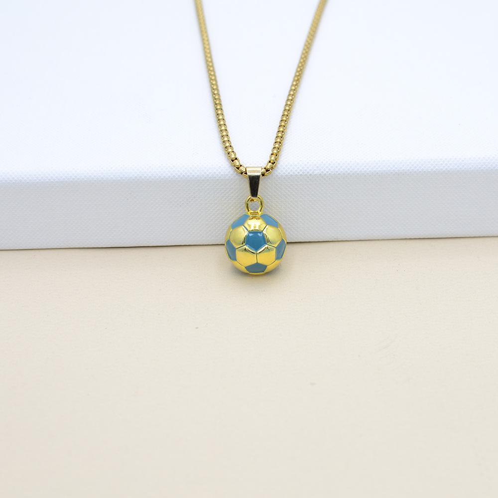 3D-Gold-Fußball-Weltmeisterschafts-Halskette: Hip-Hop-Anhänger aus einer Legierung mit Drip-Oil-Design – Das perfekte Geschenk für Jungen.