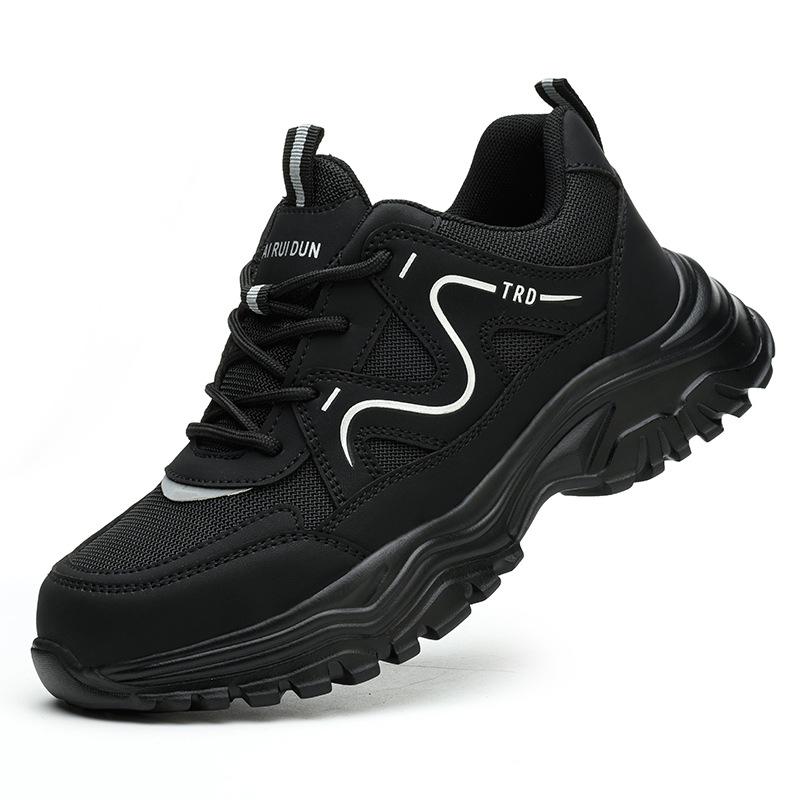 Scarpe da Lavoro Nere Protettive Leggere Antiscivolo Punta in Acciaio Scarpe di Sicurezza Donna Sportive Traspiranti Scarpe da Ginnastica da Lavoro Stivali di Sicurezza