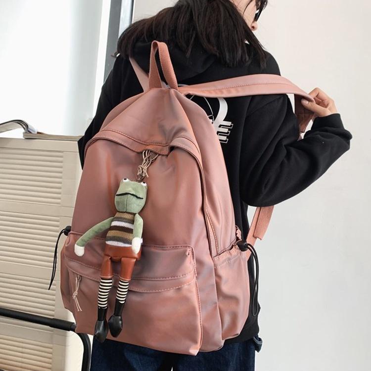 

IELGY Korean version simple solid color waterproof large capacity backpack women розовый