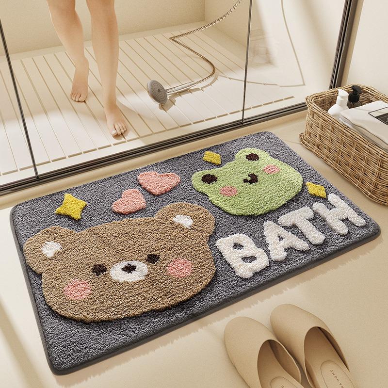 [Soft Absorbent Bath Rug] 1pc Plush Bear Bath Mat, Non-slip & Water-absorbent, for Bath, Sink and Shower; Great Xmas Gift.