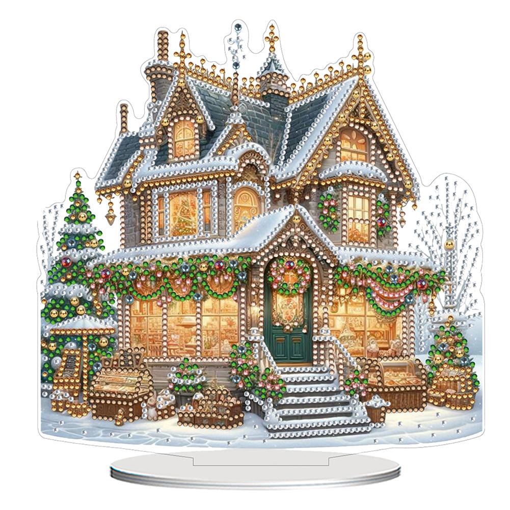 2D/Flat Xmas House DIY Diamond Painting Tabletop Ornaments Kit Table Top Diamond Painting Ornament Kits Desktop Diamond Art Kits