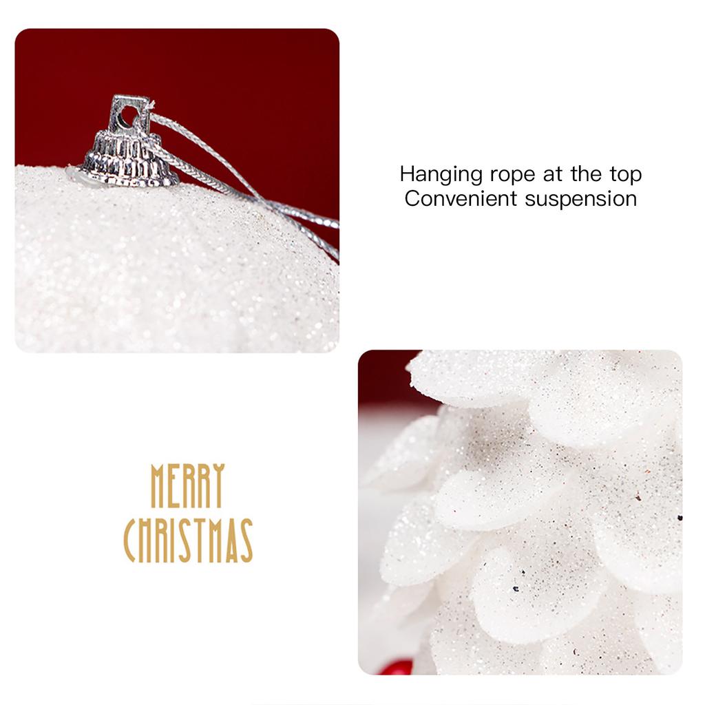 White Glitter Foam Balls Hanging Flower Petal Ball Ornaments for Xmas Tree Decoration