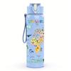 1PC Multicolor Vintage World Map Layout 750ml Color Plastic Water Bottle Leakproof Flip Straw Lid For Sports Office Home Use