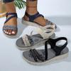 Fashion Women Roman Sandals 2025 Summer One Strap Anti-slip Low Heel Flats Sandals New Round Toe Open Toe Shoes Women Sandalias De Mujer