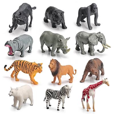 Mini Simulation Forest Animal Model Giraffe Tiger Lion Zoo Static Ornament Toy