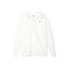 Effen Kleur Polo Kraag Losse Lange Mouw Verlaagde Schouder T-shirt Dames Tops Wit FB8721-133