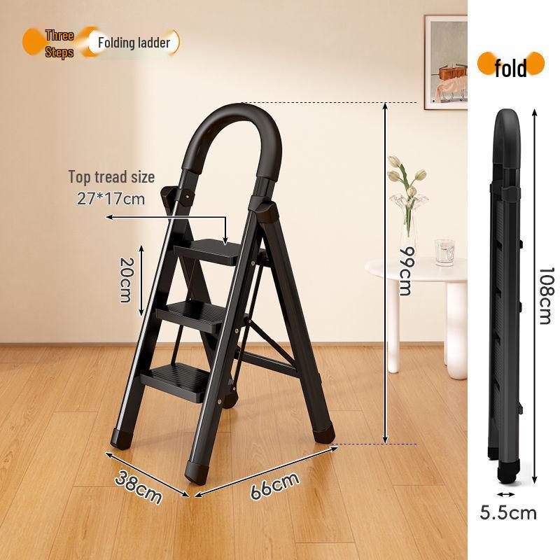 Compact Folding Telescopic A-Frame Ladder: Portable, Lightweight, Multi-functional, Indoor Use.