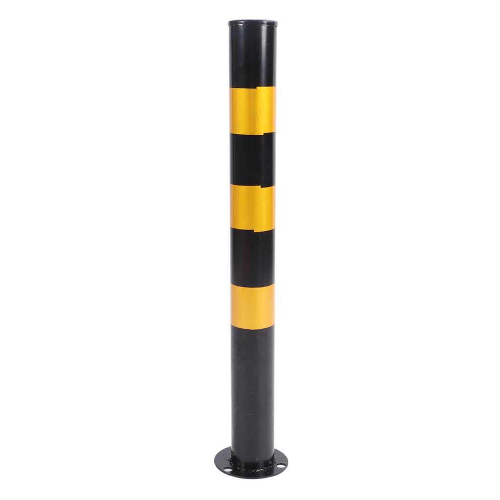 Safety Bollard Post 29.5in Height 3in Diameter Cold Rolled Steel Parking Barrier Pipe Black and Yellow