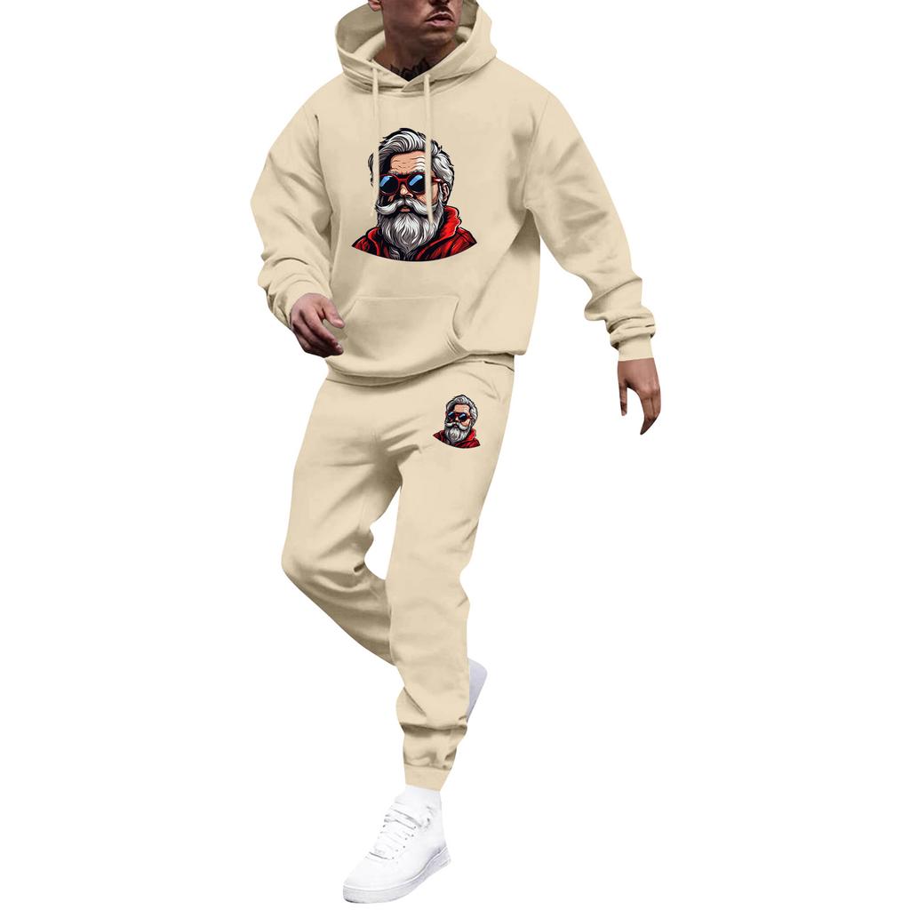 Herren Bedrucktes Kapuzensweatshirt und Sweatpants Lässiger Sportanzug