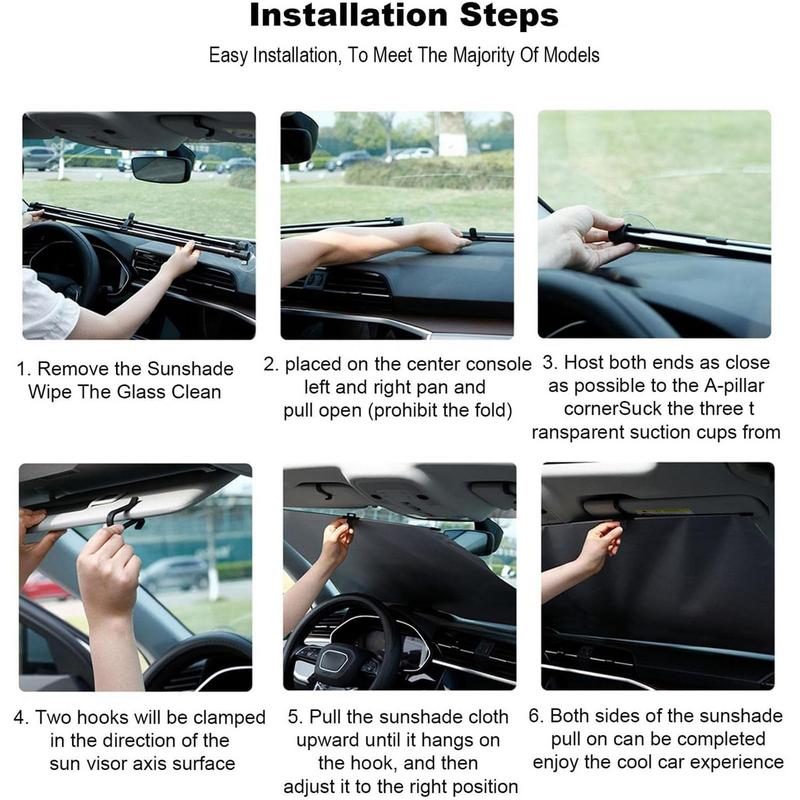 Retractable Car Sunshade Heat Protection Automotive Sun Visor Auto Front Windshield Sun Shade Vehicle Accessories