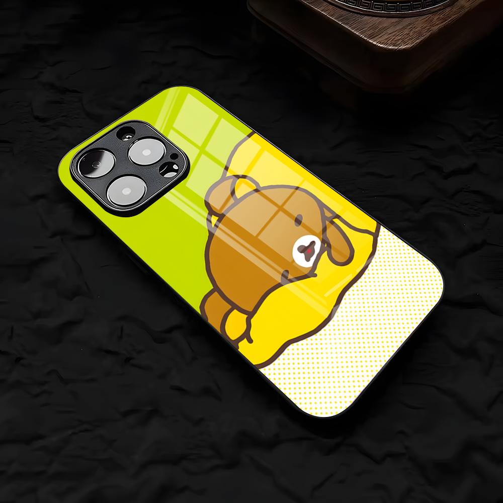 Cute R-RilakkumaS Phone Case For IPhone 17 Air 16 E Pro Max 15 14 13 Mini 12 Pro 11 Max Plus Black Glass Cover