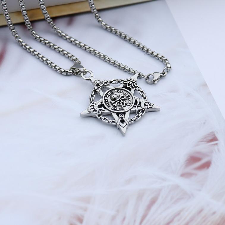 Double-sided European and American Retro Five-pointed Star Pirate Skull Pendant Five-pointed Star Chinese Valentine s 60CM