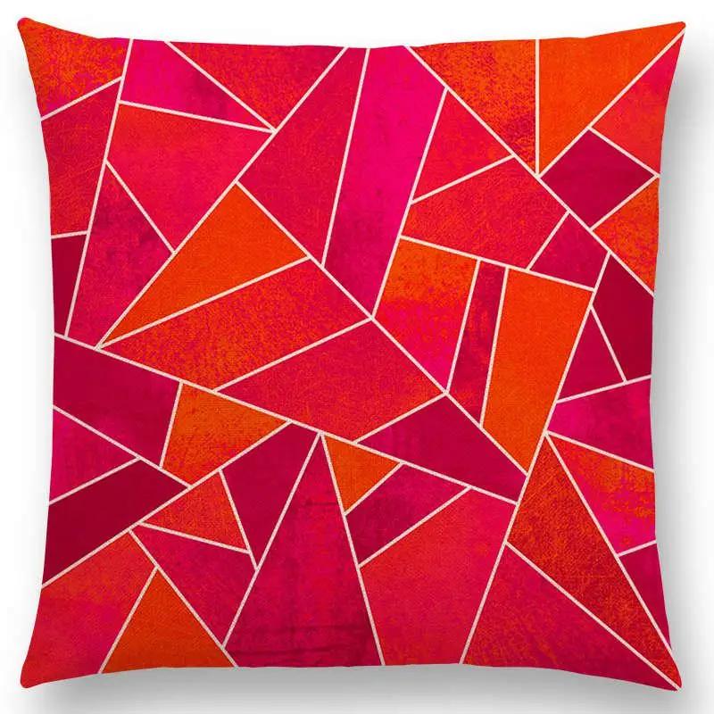Neu Weiß Lila Schwarz Blau Rosa Bunt Abstrakt Geometrisch Dreiecke Goldene Linien Regenbogensteine Kissenbezug Dekokissenbezug