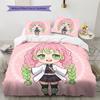 Demon Slayer Pattern Bedding,Quilt Set Quilt Cover Pillowcase Home Birthday Gift (1 * Duvet Cover + 2 * Pillowcase, Without Core)