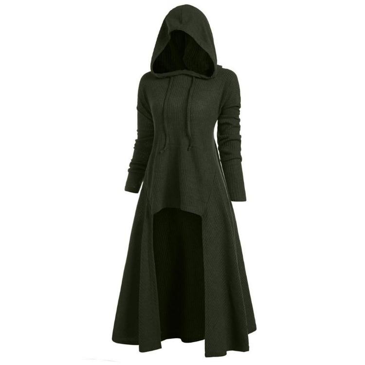 Top a mantella in maglia con cappuccio Retro Manica lunga Taglie forti Moda Abbigliamento Donna