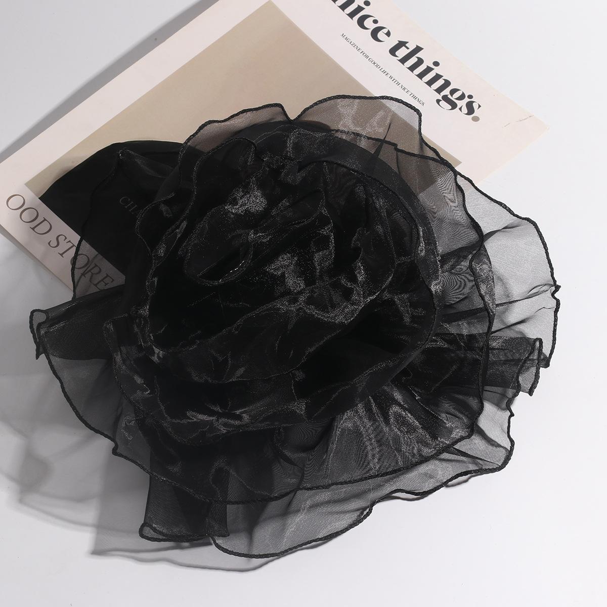 

3D большой цветок из ткани брошь кружевная одежда аппликации своими руками нашивка на одежду украшение одежды чёрный