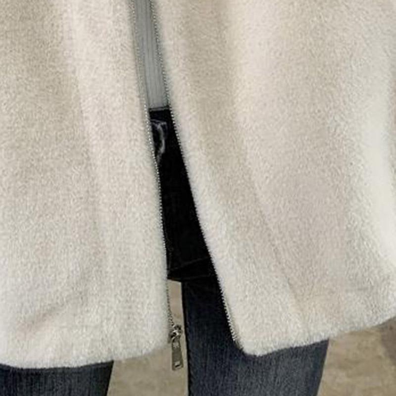 Coat for Women Fleece Thickened Plush Autumn Winter Stand Collar Top Oversize Casual Zipper Jacket