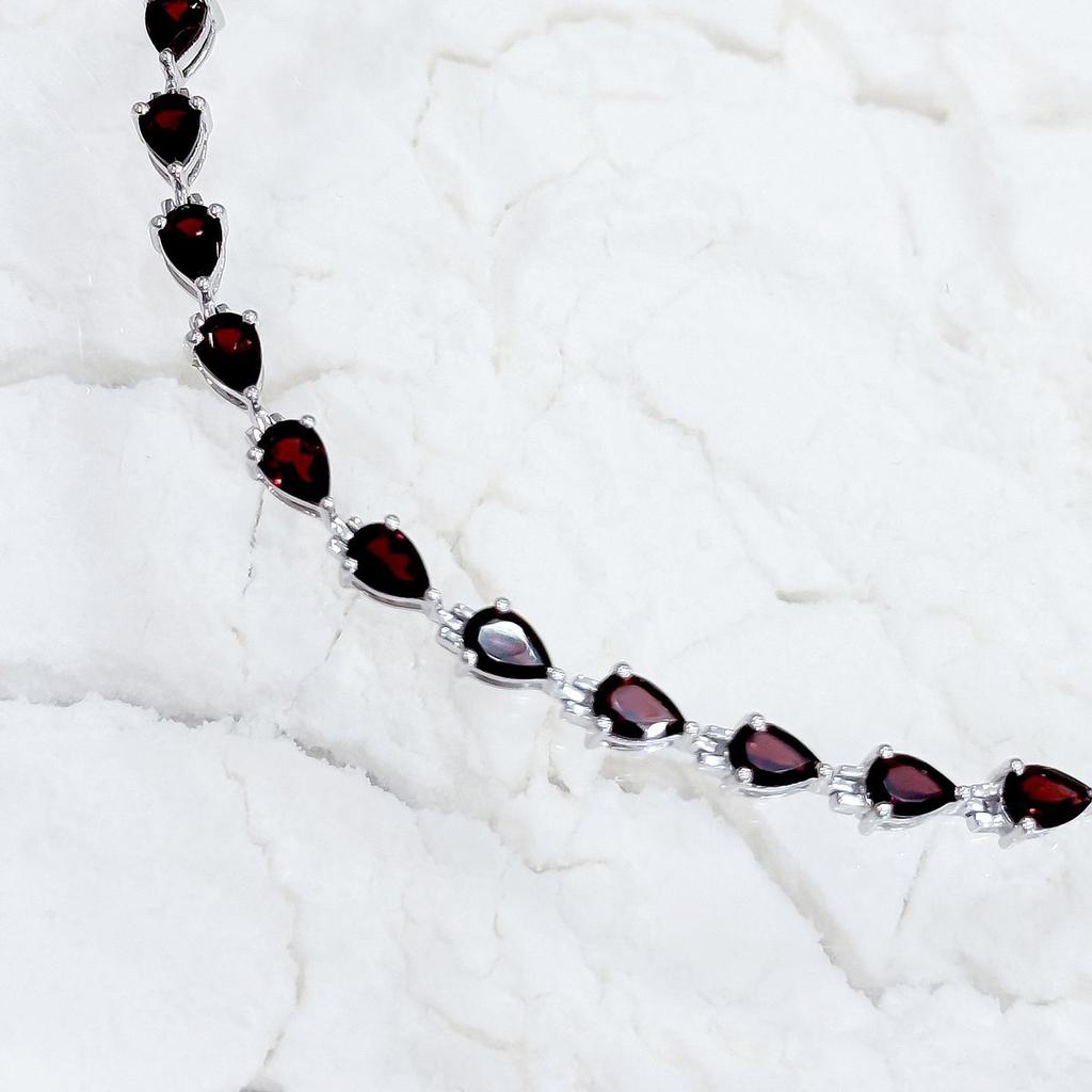 Silver Bracelet with Natural Garnet 8.458ct, Product Weight 8.01g (2163060)