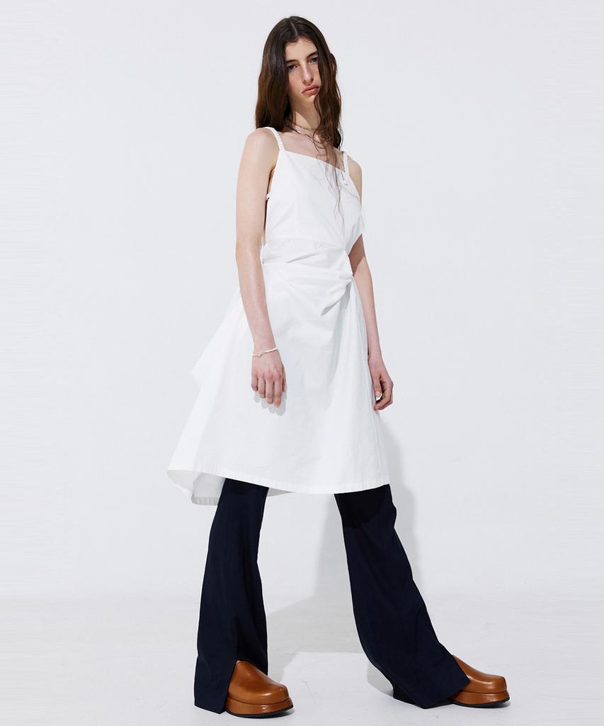WNDERKAMMER Shirring Back Line Layered Dress_White