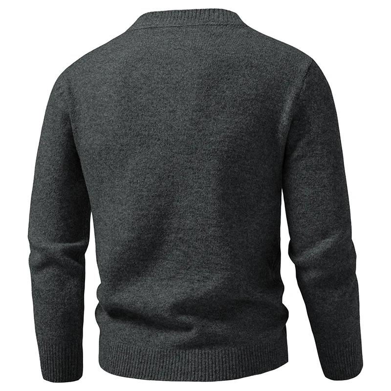 Maglione-cappotto casual da uomo per primavera e autunno, tinta unita, monopetto, scollo rotondo, cardigan lavorato a maglia, moda uomo, cardigan, capospalla