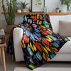 Vibrant Colorful Abstract Rainbow Flame Pattern Throw Blanket for Sofa Bed Decoration Gift