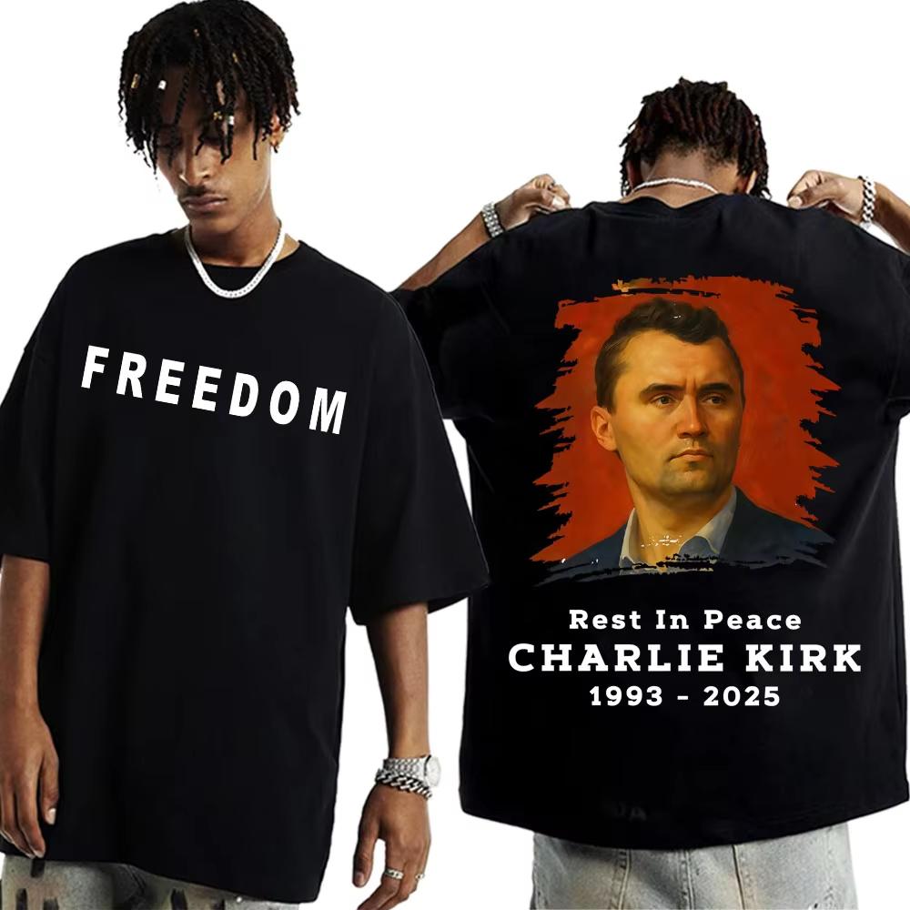 

Rest in Peace Charlie Kirk Freedom Tshirt Mens Clothing Harajuku Gothic Oversized T Shirts Cotton Casual High Quality T Shirts S