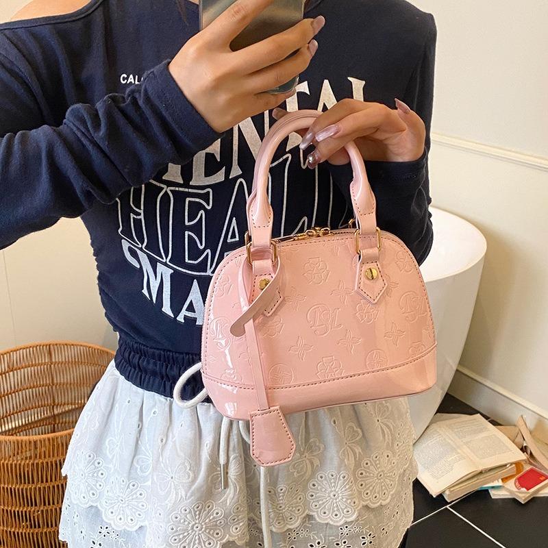 Fashion Messenger Shoulder Bag Women's Bag Indentation Simple Patent Leather Handbag Personalized Versatile Shell Bag Handbag