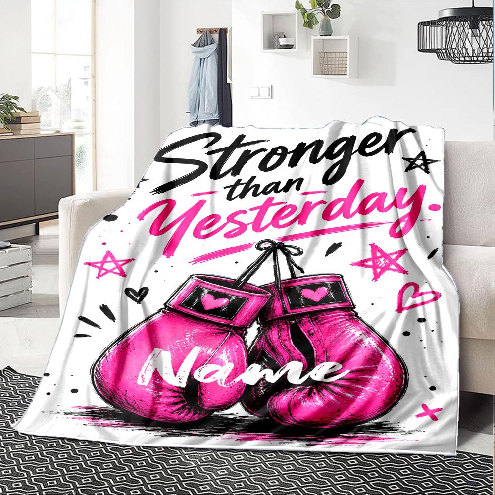 Custom Name Boxing Theme Printed Blanket - Perfect for Couch, Bed, Travel & Outdoor Use | Machine Washable, Cozy & Durable.