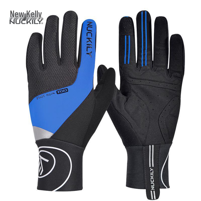 

NUCKILY Non-Slip Mountain Bike Gloves for Autumn/Winter - Unisex Cold Protection Double Extra Large синій