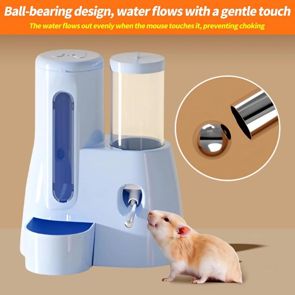 2-in-1 Hamster Water Bottle & Food Dispenser - Leak Proof Design For Glass/wire Cages