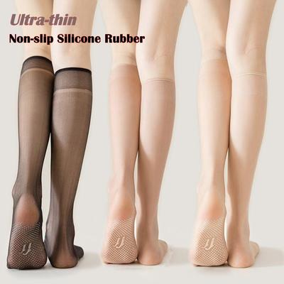 Women’s Summer Ultra-thin Nylon Stockings Transparent Elasticity Knee Socks Summer Long Socks for Girls Stocking