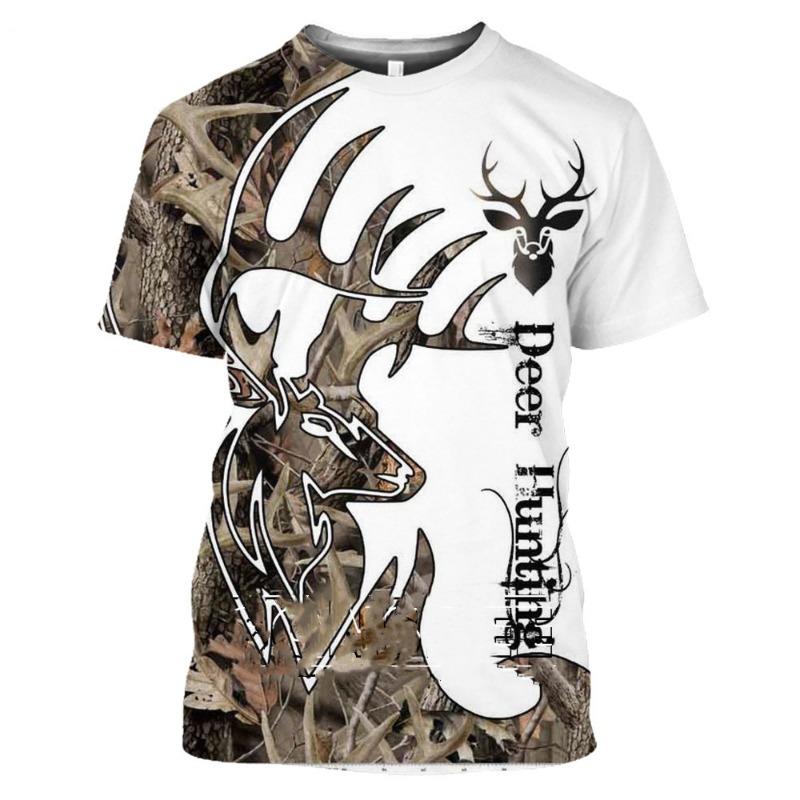 

Camo Hunting Animal Deer Elk 3D Men s T-Shirt Summer Casual Fashion Street Dress Women s Short Sleeve Versatile Clothing