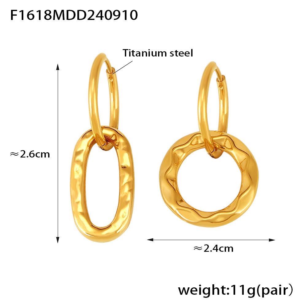 Retro Asymmetrical Geometric Hoop Earrings - European & American Style, Titanium Steel
