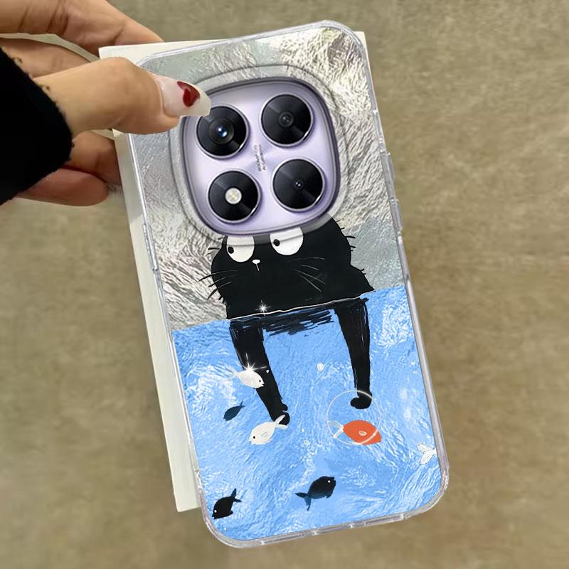 Case For For Honor 400 Lite 200 Pro 200Lite X9c X9a X8b X8a 5G Phone Cover Cat Black Cartoon For Honor 200 Protective Back Bags