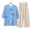 Elderly Women's Summer Floral Print Two-Piece Set