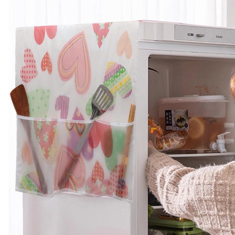 Single/Double Door Refrigerator Dust Cover with Storage Pockets