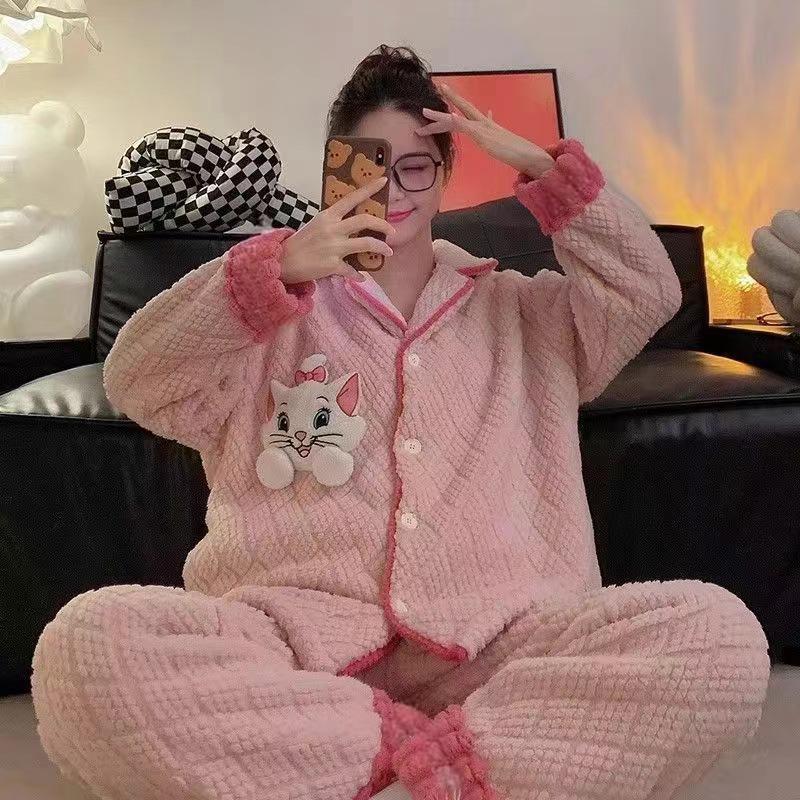 Women's Cute Panda Fleece-Lined Robe - Thick, Cozy Autumn/Winter Pajamas